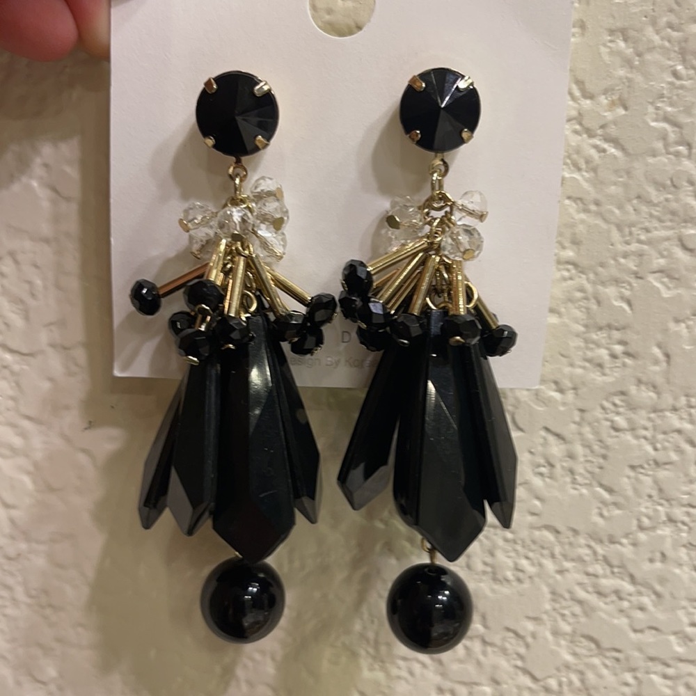 Drop Dangle longs Earrings black geometric